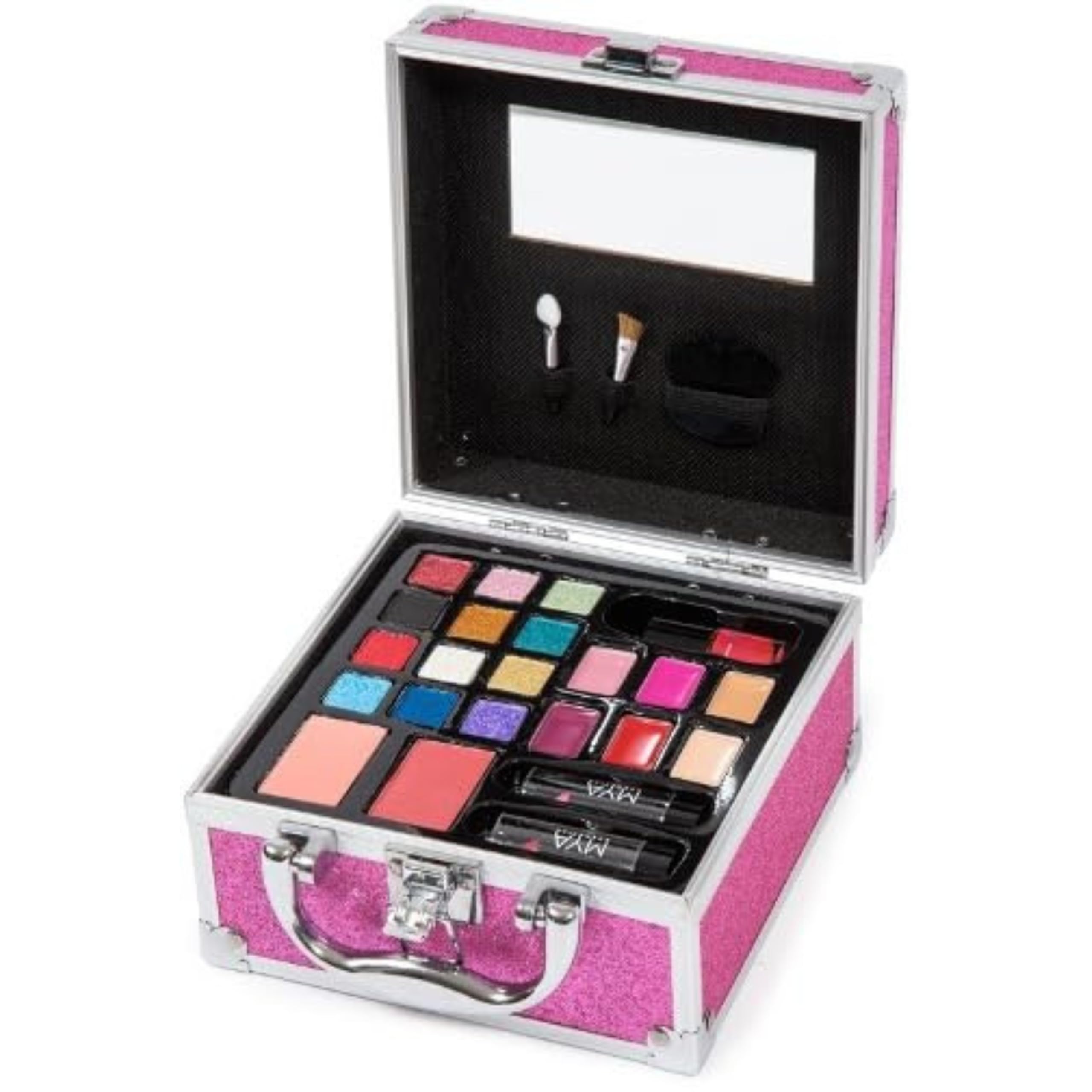 MYA Cosmetics - MYA Glitter Fashion | Professional Makeup Case | Eyeshadow, Blush, Lipstick Set | Includes Makeup Brushes and Brushes