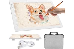 Rechargeable A4 Light Box with Carry Bag, Innovative Stand/Top Clip, iVAOOZE Wireless Light Pad for Cricut Weeding Vinyl, Diamond Painting, Drawing Crafting Light Board for Tracing, Sketching (White)
