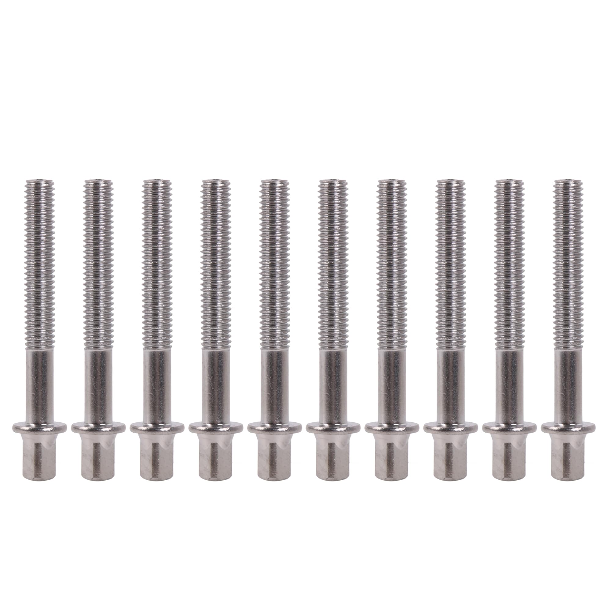 Yibuy 10 x Drum Tension Rods 1.77"x0.24" Drum Screw Silver Metal Drum Accessory M6x45mm