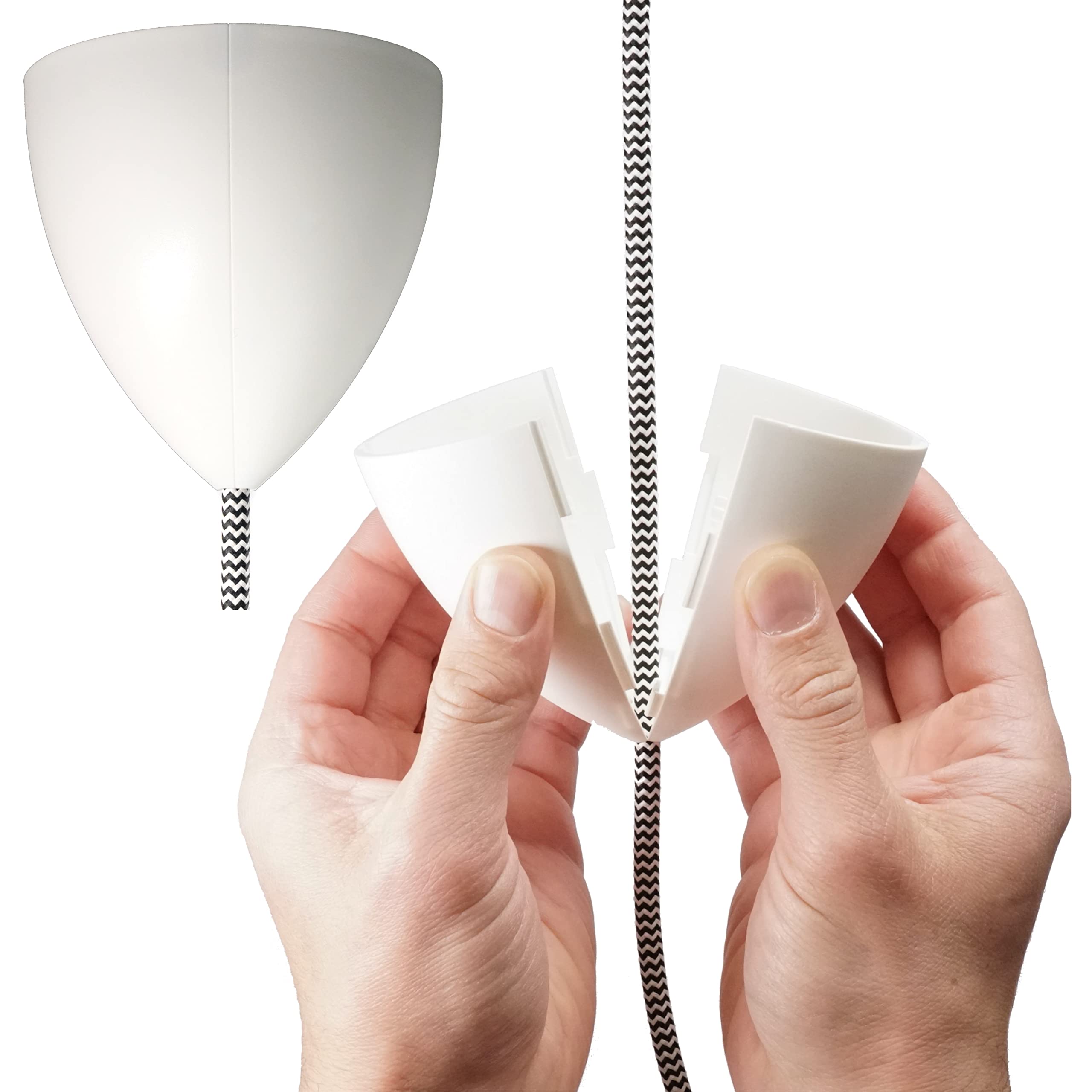 Design Canopy White | Ceiling Canopy Two Piece | Large Ceiling Rose Diameter 9 cm Made of Plastic for Lamp Hanging | Easy to Assemble without Tools