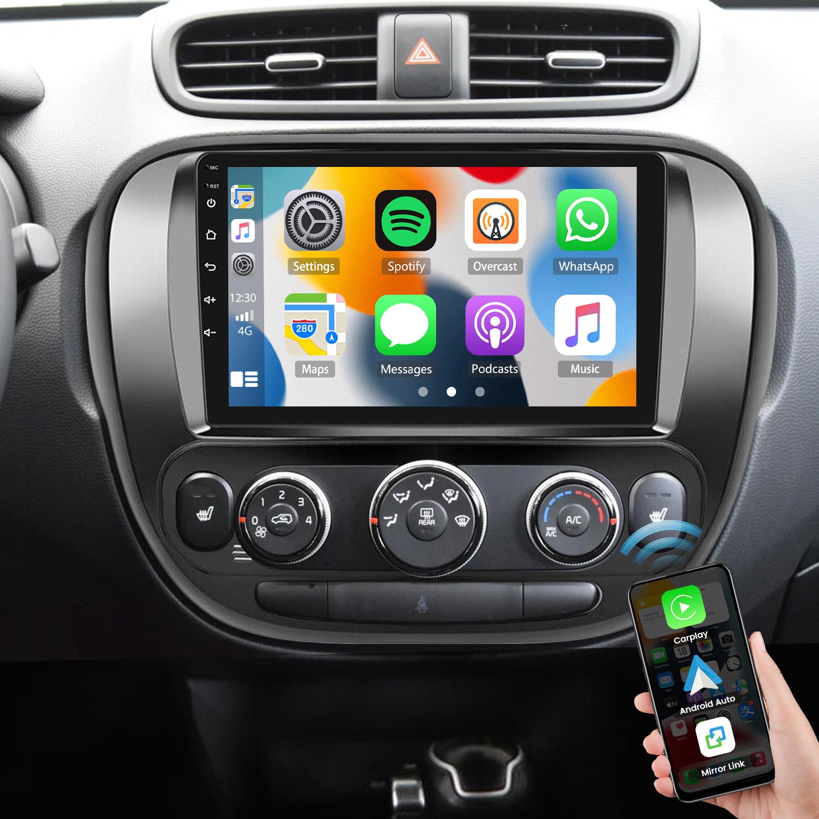 Photo 1 of 9'' Car Radio for Kia Soul 2013 2014 2015 2016 2017 2018 2019 with Carplay & Android Auto, Touchscreen Stereo for Kia Soul Bluetooth, FM, GPS, WiFi, Mic, Backup Camera,Steering Wheel Controls