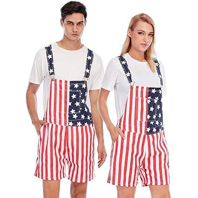 Buy Jumpfolia Unisex Patriotic American Flag Print Denim Bib Overall Shorts Jeans Mens Womens One Piece Jumpsuit Online In Turkey B08gyggsrz