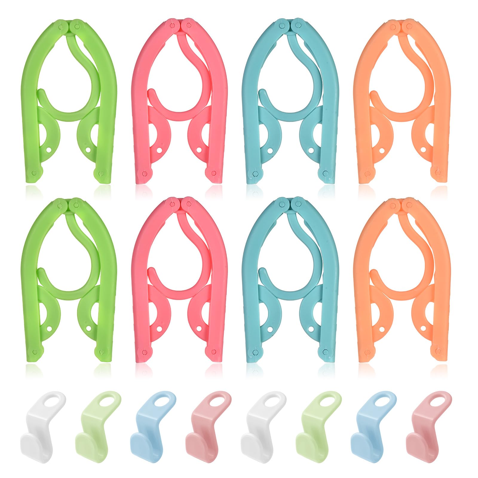 OSDUE 16PCS Folding Clothes Hangers, 4 Colors Travel Portable Clothes Hangers, Plastic Clothes Coats Hangers Hotel Camping Holiday Travel Accessories (16PCS)
