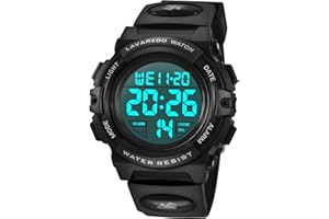 A ALPS Kids Watch,Boys Watch for 3-12 Year Old Boys,Digital Sport Outdoor Multifunctional Chronograph LED 50 M Waterproof Alarm Calendar Analog Watch for Children with Silicone Band