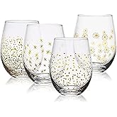 Mikasa Party Stemless Wine Set of 4, 18 Ounce, Gold/Silver