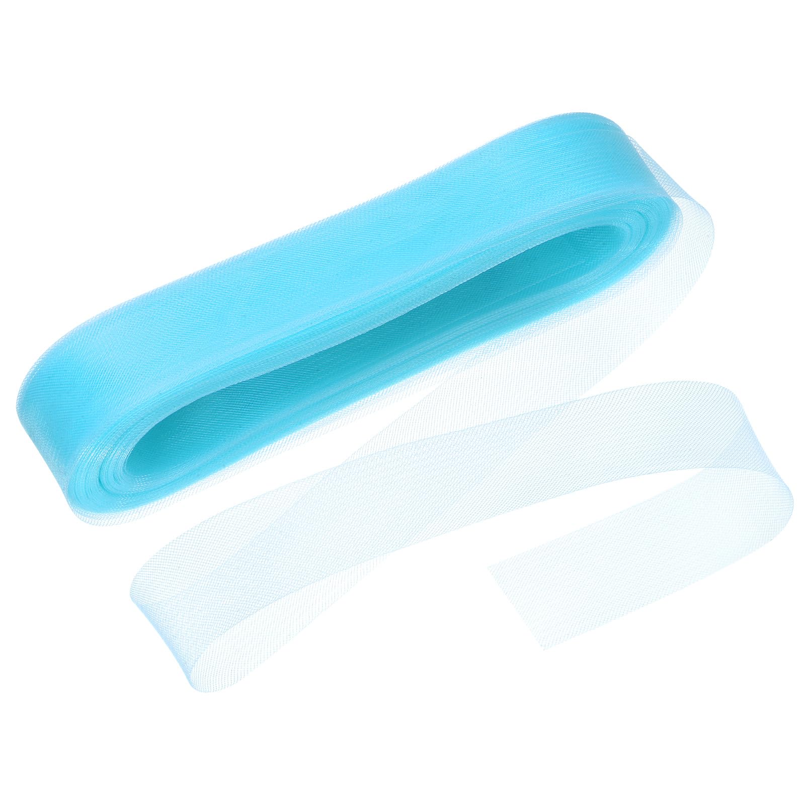 M METERXITY Stiff Horsehair Braid 2 Inch Wide 50 Yards Soft Polyester Horsehair Braid Roll for Wedding Dress/Dance Formal Dress Accessories/Skirt Boning Sewing Shaping [Light Blue]