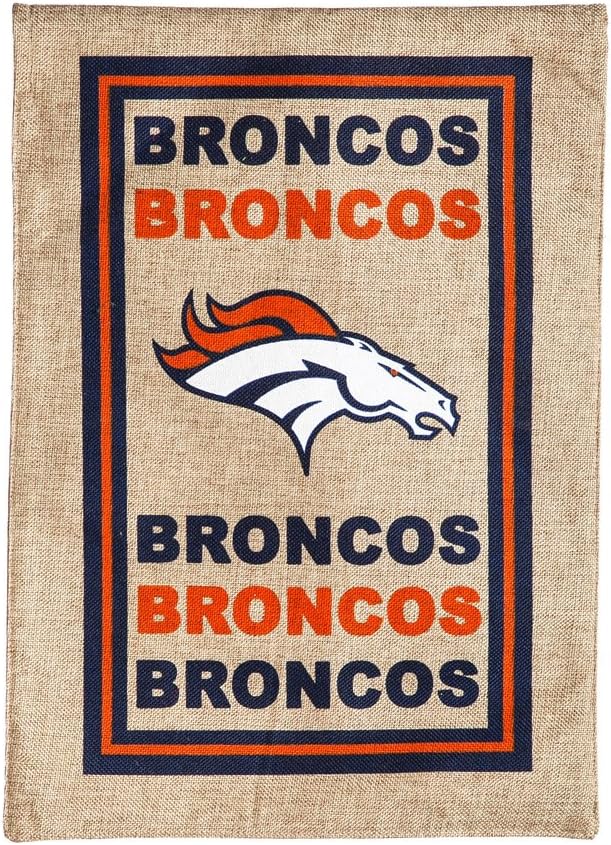 Team Sports America NFL Denver Broncos LE Logo Burlap Garden Flag, Medium, Multicolor