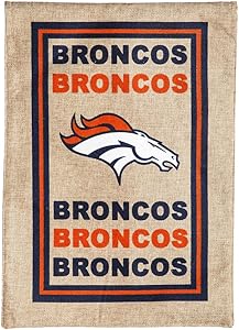 Team Sports America NFL Denver Broncos LE Logo Burlap Garden Flag, Medium, Multicolor