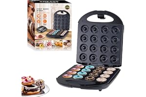 BYHIP Mini Donut Maker, Machine for Kid-Friendly Breakfast, Mini pancakes maker Machine for Breakfas,Snacks, Desserts & More with Non-stick Surface, Double-sided heating Makes 16 Doughnuts - Black