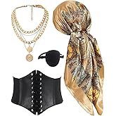kasahara Pirate Costume Accessories Women Pirate Bandanas Head Scarf Eye Patch Medieval Corset Necklace Jewelry