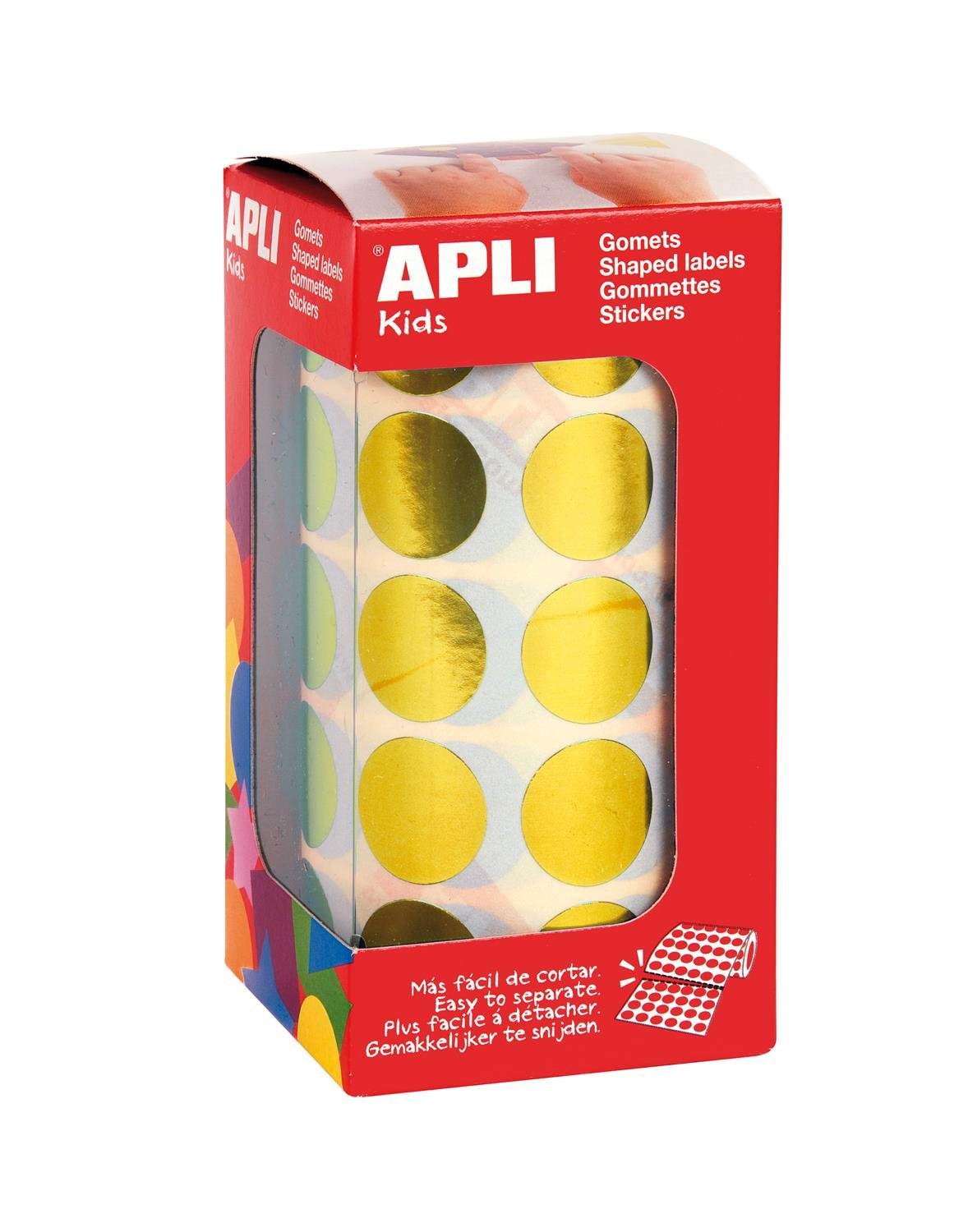 Apli Kids 12047 Roll of 1770 Round Metallic Stickers 20 mm Yellow