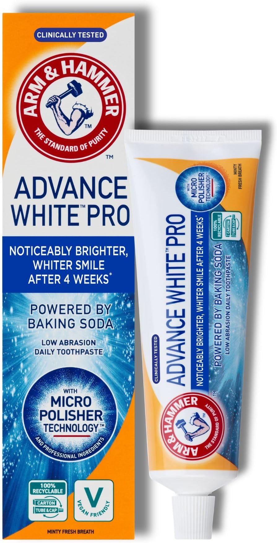 Arm & Hammer Advance White Pro Toothpaste 75 ml Baking Soda Whitening Micro
