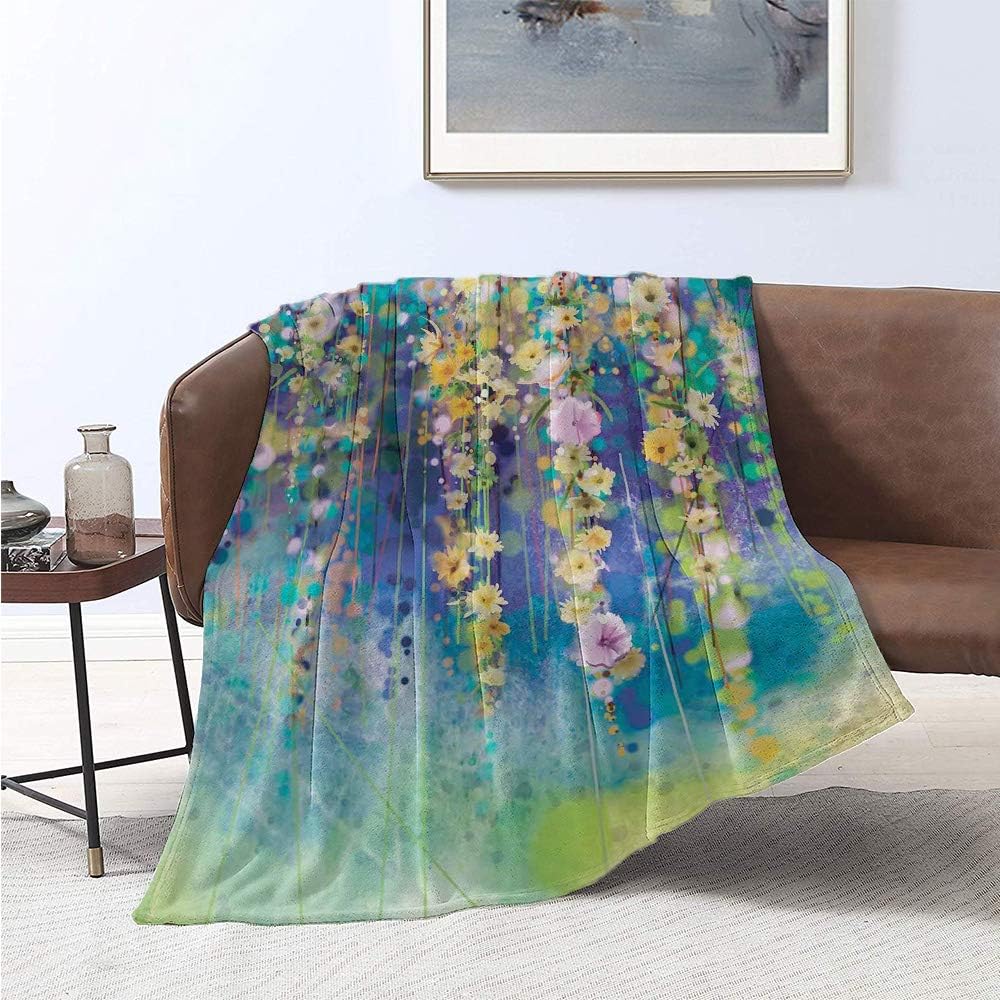 Jecycleus Watercolor Flower, Throw Blanket, Vines Flowers in Soft