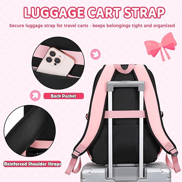 TYHOTULY 3PCS CUTE AESTHETIC GIRLS BACKPACK WITH LUNCH BOX PENCIL CASE SET, ELEMENTARY MIDDLE HIGH SCHOOL STUDENT BOOK BAG FOR KIDS TEENS, LARGE CAPACITY KAWAII PREPPY BOW TIE BOOKBAG