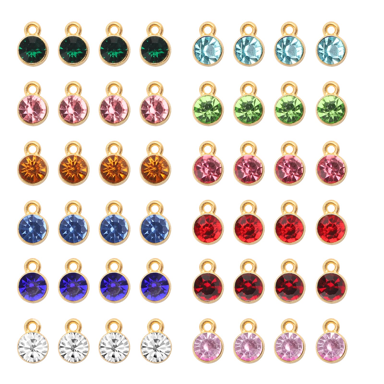 Gukasxi 96 Pieces Crystal Birthstone Charms Necklace Earring Bracelet Beads Pendants with Rings for DIY Jewelry Making and Crafting, 12 Colors — image 1