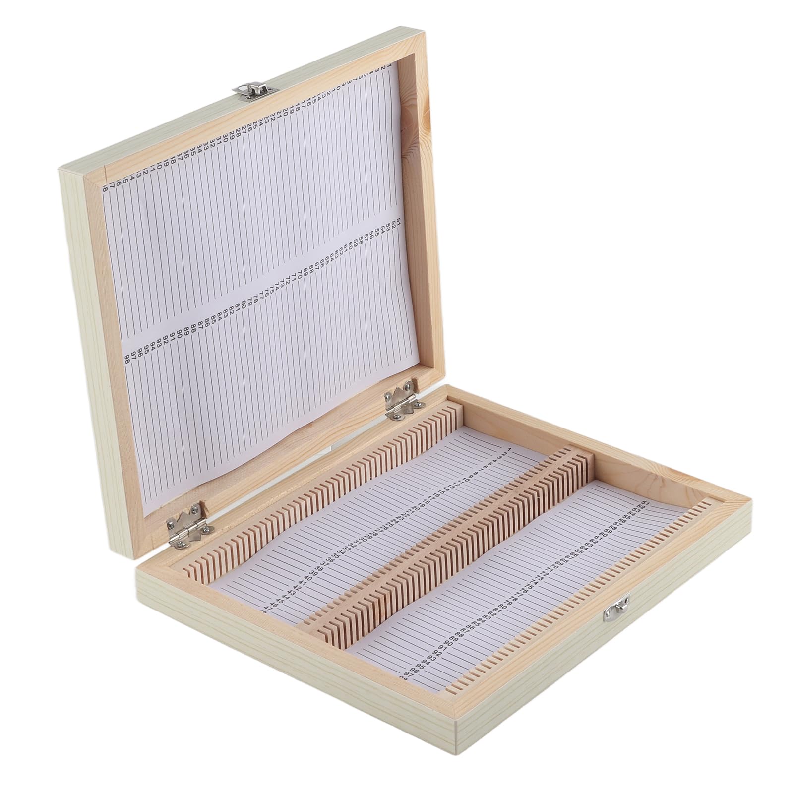 Marhynchus Wooden Microscope Slide Storage Box, 100 Slides, Solid Wood, Clear