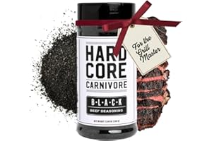 Hardcore Carnivore Black: Activated Charcoal Meat Seasoning Rub (13 oz Shaker) Texas-Made, Blend for Steak, Brisket, Burgers, BBQ, Grilling and Smoking