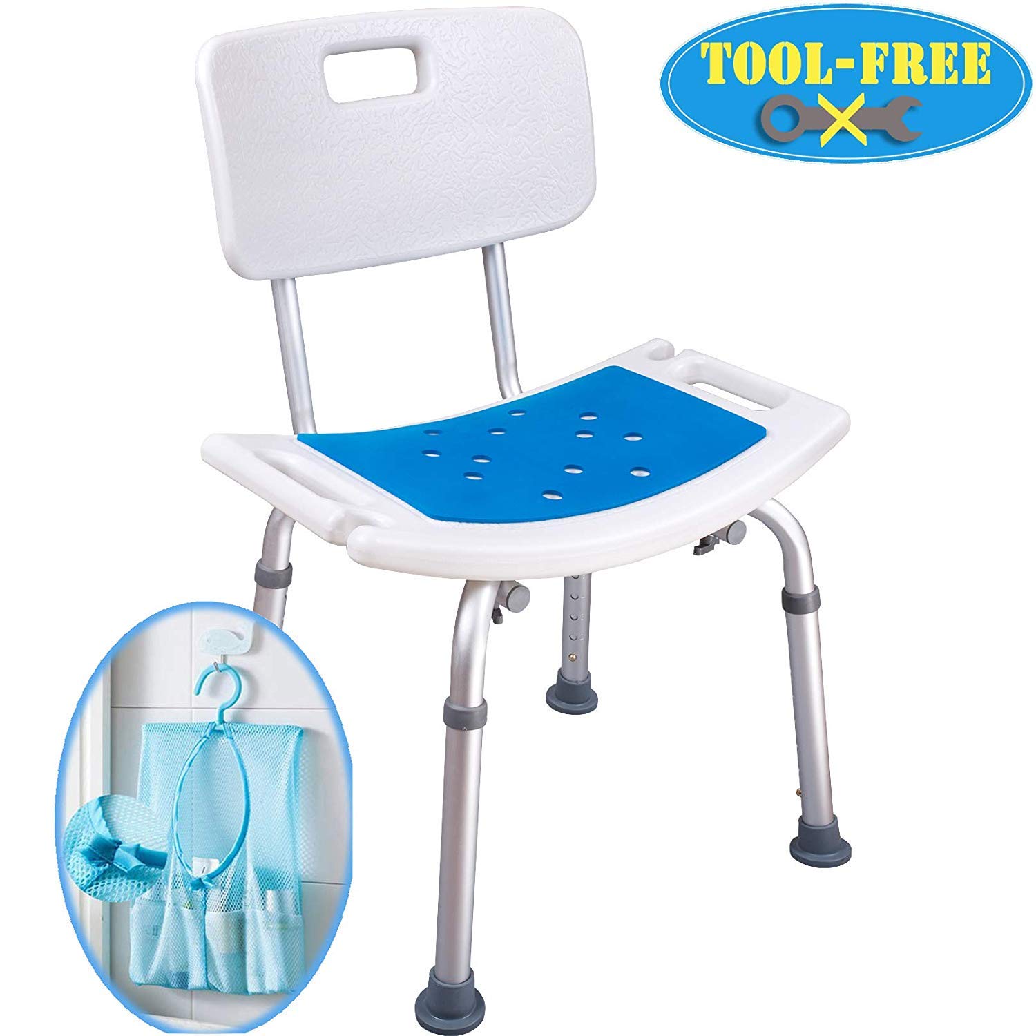 Buy Medokare Shower Seat Adjustable, Padded Shower Stool with Back