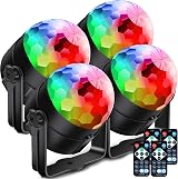 CATPOWER 4 Pack 360° Rotating Sound-Activated Disco Ball Lights USB 3W RGB