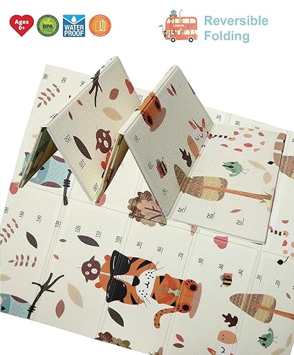 Egab Baby Folding mat Play mat Foam playmat Crawl mat Waterproof Portable Kids Baby Toddler Outdoor or Indoor Use Non Toxic (6 x 6.5 ft)