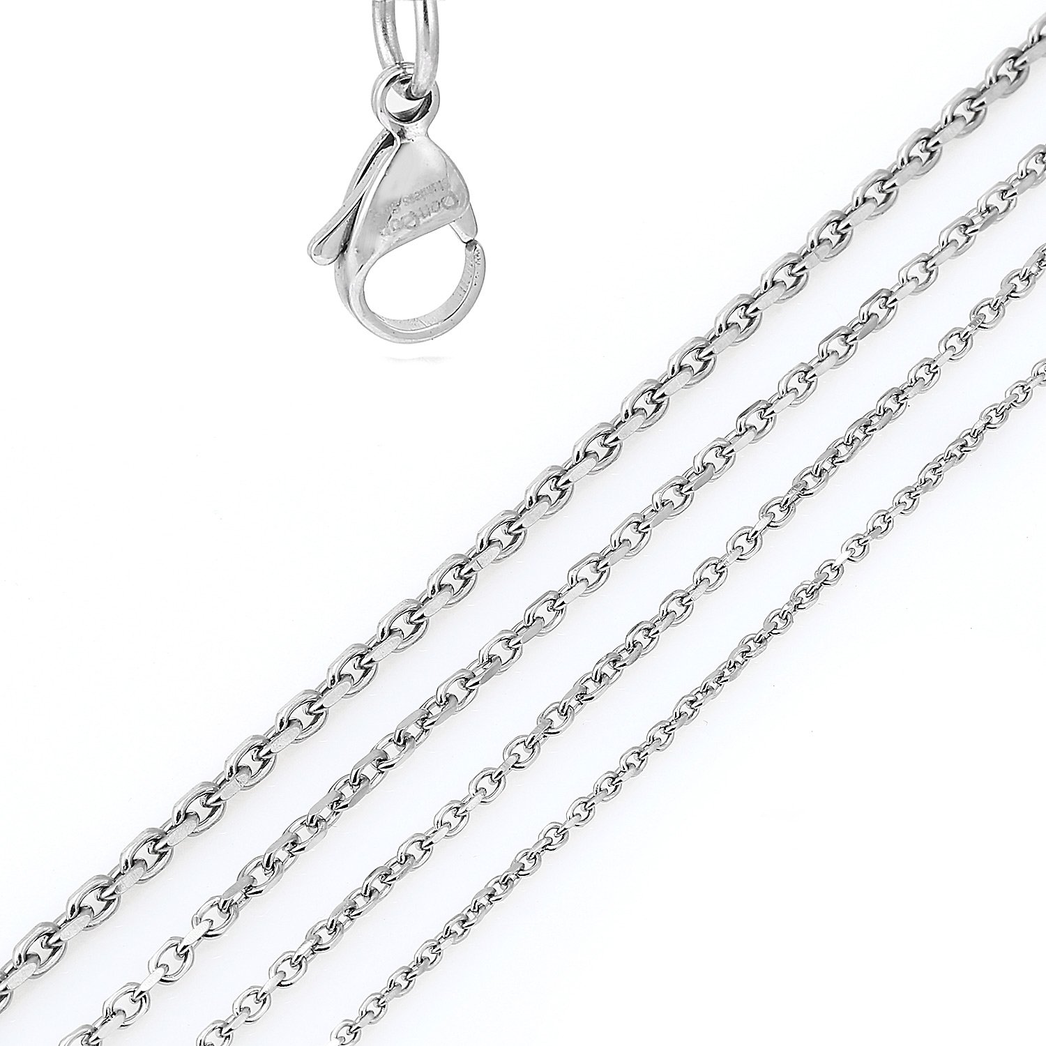 DonDon Men's Anchor Curb Chain Necklace Silver Stainless Steel Length 52 cm 20,5" Width 0,3 cm 0,12"