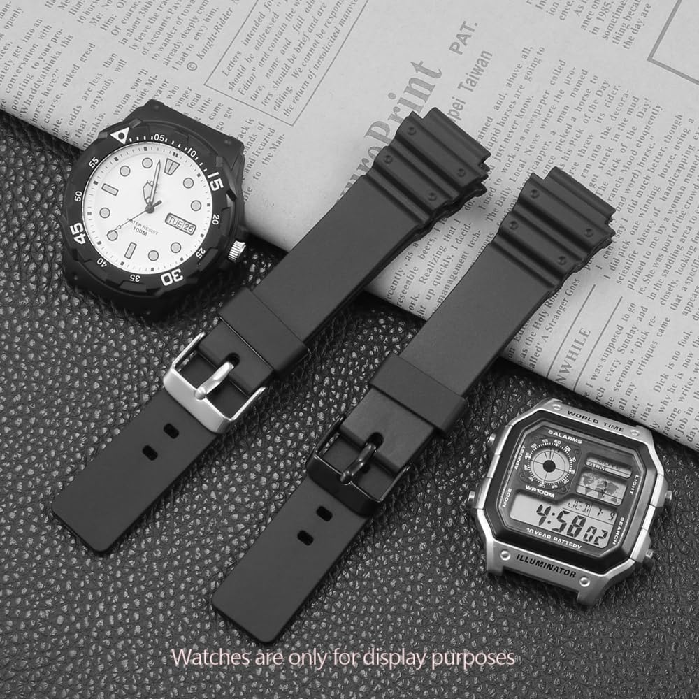 MRW200H Series Watchbands Compatible with Casio MRW-200H Resin Watch Strap Stainless steel Pin Buckle Replacemnet Bracelet
