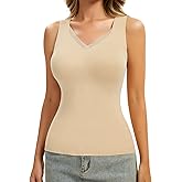Ellareese Thermal Tank Top Undershirts Fleece Tank Top for Women Sleeveless Winter Warm Base Layer Camisole Sew-in Bra