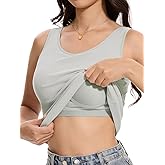 Orrpally Women Ribbed Tank Tops Built in Bra Basic Tank Top Sleeveless Undershirt Tank