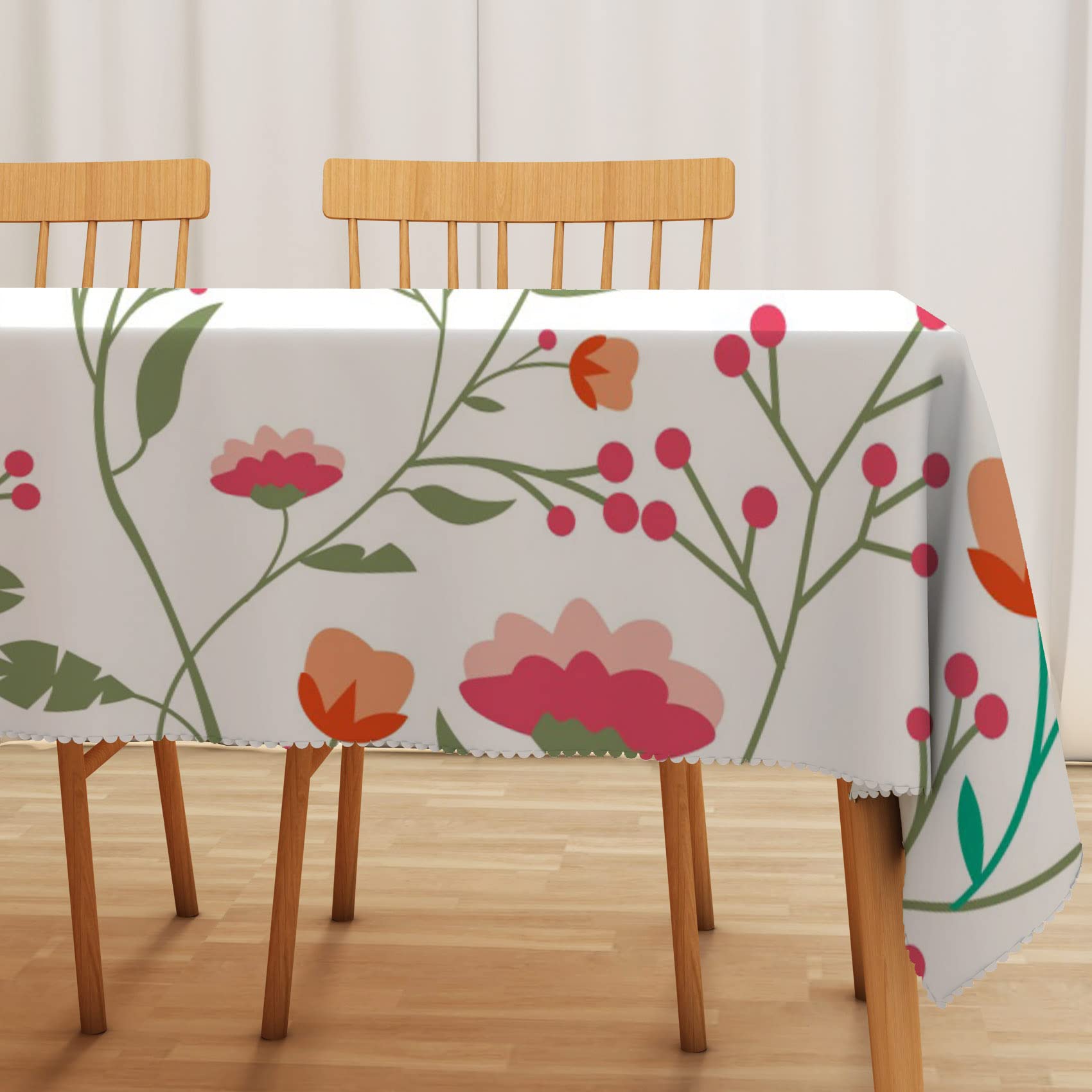 Bovlleetd 108x54inch Plain Elegant Tablecloth Rectangular Floral Tablecloths Wedding Christmas Waterproof Table Cloth Wipeable Kitchen Dining Table Top Protection for Kitchen Decor