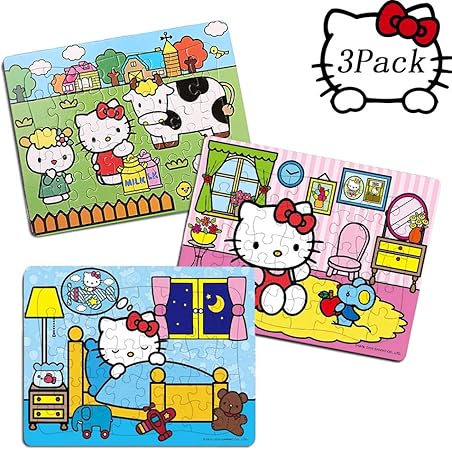 Amazon Neilden ハローキティ 40ピース ジグソーパズル 子供用 4 8歳 教育パズルおもちゃ 3パック1 ジグソーパズル おもちゃ