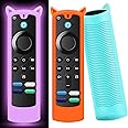 Wevove [3 Pack] Silicone Remote 3rd gen Cover with Lanyard, Anti-Slip Soft Silicone Protective Controller Case (Only Purple Glow in The Dark)