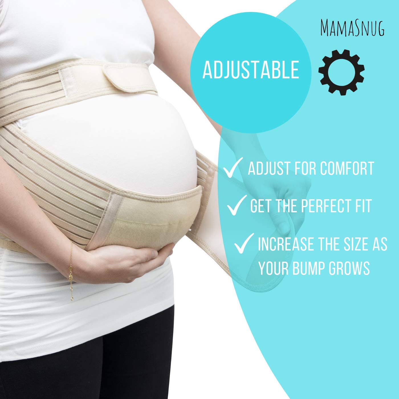 MamaSnug Pregnancy Support Belt Maternity Belly Band for Back/Pelvic/SI/SPD/PGP Pain (Large