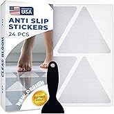 Anti Slip Shower Stickers 24 PCS, Invisible Non-Slip Shower Strips for Adults, Premium Adhesive Bath Tub Stickers (Clear)