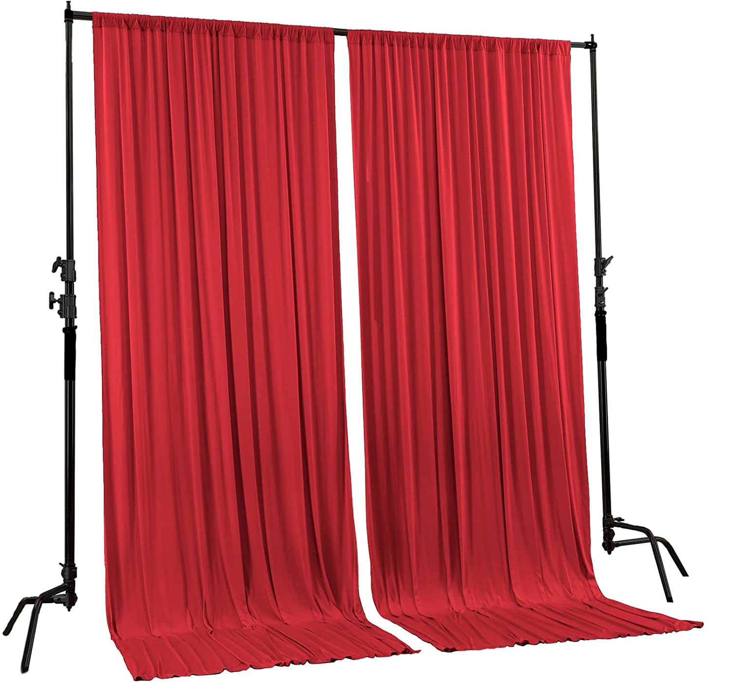 AK TRADING CO. 10 feet x 10 feet Polyester Backdrop Drapes Curtains Panels with Rod Pockets - Wedding Ceremony Party Home Window Decorations - RED (DRAPE-5x10-RED)