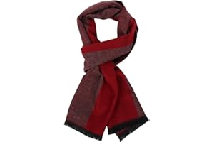 sy soul young Long Cotton Scarf for Men - Warm Fringe Plaid Scarves With Luxurious Gift Box