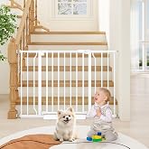 Cideny 29"-45" Baby Gate for Stairs &amp; Doorways, Auto Close Dog Gate Indoor | No Drilling, Pressure Mounted Pet Gate Indoor, Easy Walk Through Child Gate, Stroller-Friendly Dog Gates for Doorways, White
