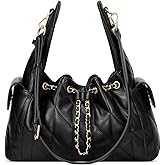 CLUCI Quilted Leather Handbag, Soft Tote Bags for Women with Adjustable Strap, Crumpled Shoulder Purse Tabby Slouchy Hobo Bag