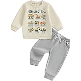 Baby Boy Clothes God Says I am Letter Sweatshirt Pullover Tops Jogger Pants 2PCS Set Toddler Little Boy Winter Fall Outfits