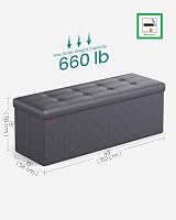 SONGMICS MAZIE Collection Storage Ottoman Bench 110 cm Slate Grey LSF070G20 view 4