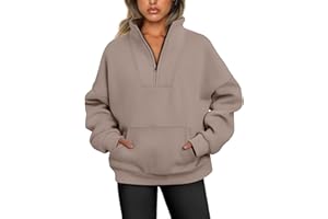 Jhsnjnr Women's Half Zip Pullover Workout Tops Long Sleeve Fleece Lined Sweaters Oversized Sweatshirt