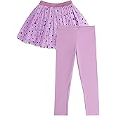 DANI CHINS Girl's Tutu Tulle Sparkle Skirt and Basic Cotton Leggings Set
