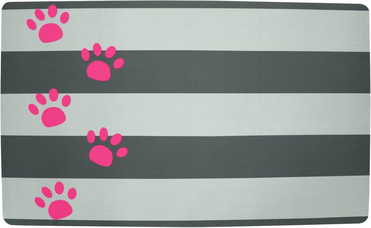 Petmate Gray Stripe Pink Paw Plastic Food Mat