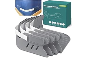 KUODIEOR Bed Sheet Holders for Corners, Heavy Duty Fitted Sheet Holder with Lock Fastener Straps &Anti-Slip Pads Keep Sheets Firm&Tight, No More Loose Sheets, Easy Installation for Any Mattress Sizes(Set of 4)