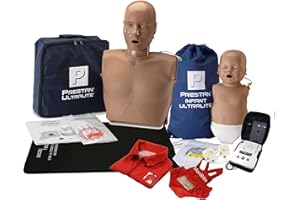 MCR Medical Prestan Ultralite CPR Manikin Bundle (1 Adult, 1 Infant), Dark Tone with AED UltraTrainer (Single) & MCR Accessories