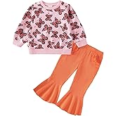 Toddler Girl Clothes Fall Winter Baby Outfits Cute Butterflies Print Sweatshirt + Flared Pants Set 2 Piece 1-6 Years