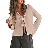 Trendy Queen Womens Tie Front Tops Fall Cardigan Sweaters 2026 Fashion Crochet Crop Winter Clothes Cute Y2K Casual Outfits