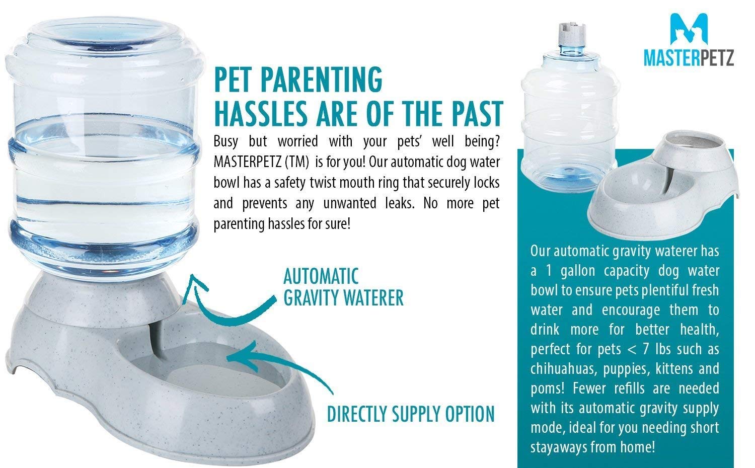 Auto Pet Feeder | Superb 1 Gallon Pet Replendish Waterer Auto Pet Feeder | Eco-Friendly Food Dispenser for Small Dogs and Cats | 610.2