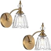 Ditoon Vintage Brass Wall Sconces Set of Two, Brushed Gold Bathroom Vanity Light Fixtures, Hardwired Sconces Wall Deco Set of