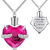 YOUFENG Urn Necklaces for Ashes Always in My Heart Heart Cremation Jewelry Memorial Pendant Birthstone Necklace