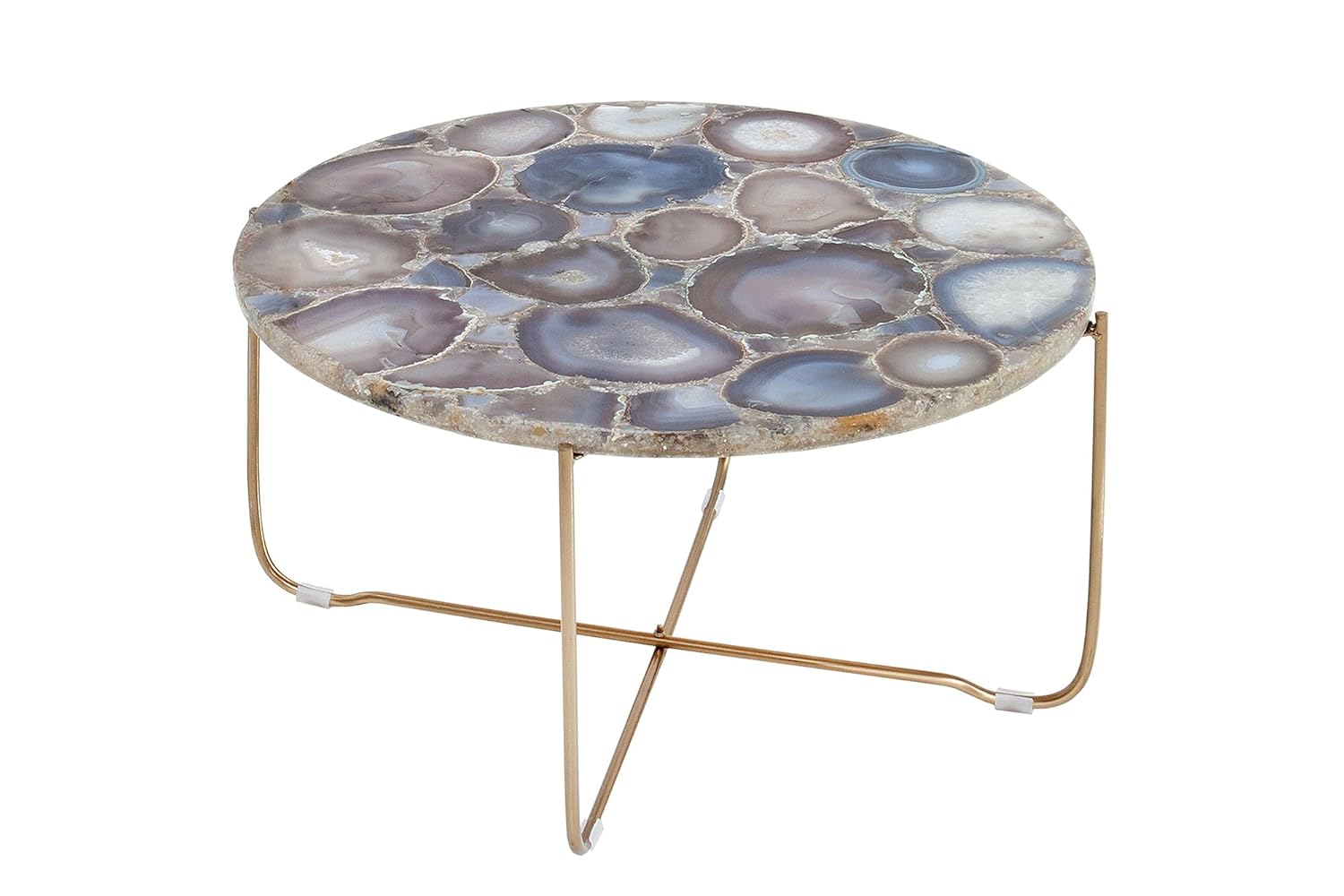 DuNord Design Couchtisch KRETA 60cm blau Achat Steine Metall Sofatisch